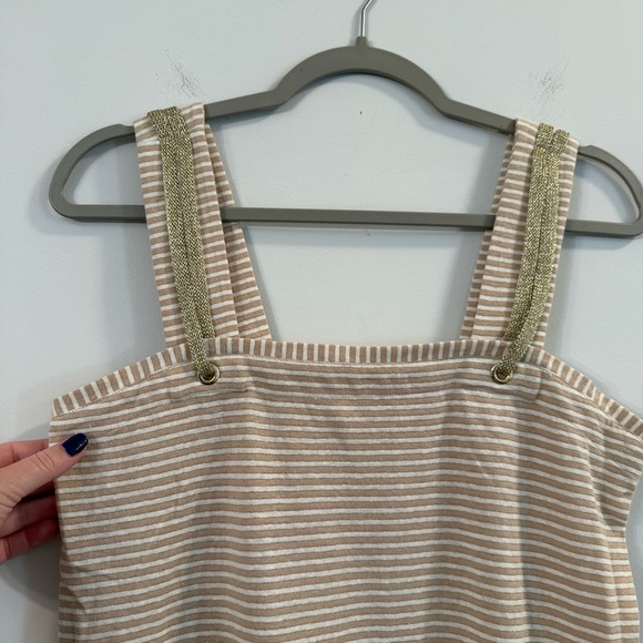 Women’s Soft Surroundings Tan and White Sleeveless Tank Top size XS - Picture 2 of 4